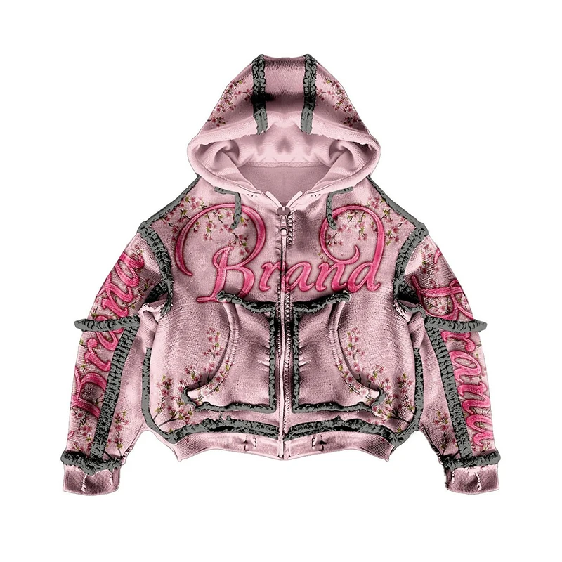 Acid Wash Oversized Hoodie Sun Faded Embroidered French Terry