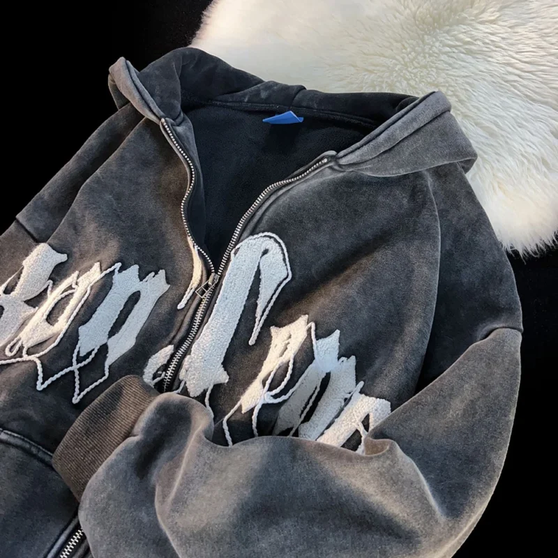 Embroidered Logo Heavyweight Pullover Hoodie Ribbed Bottom Cotton