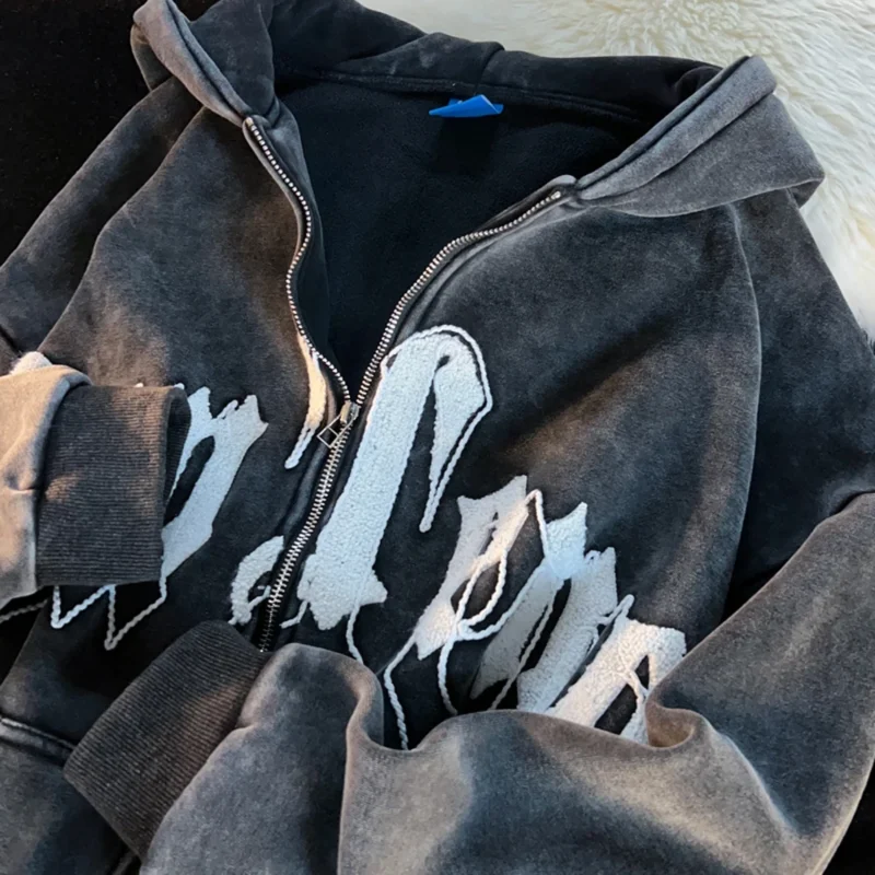 Embroidered Logo Heavyweight Pullover Hoodie Ribbed Bottom Cotton