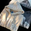 Embroidered Logo Heavyweight Pullover Hoodie Ribbed Bottom Cotton