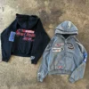 Cropped Zip Up Hoodie Acid Wash French Terry Oversized