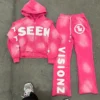 Distressed Embroidered Patch Tracksuit Hoodie and Sweatpants