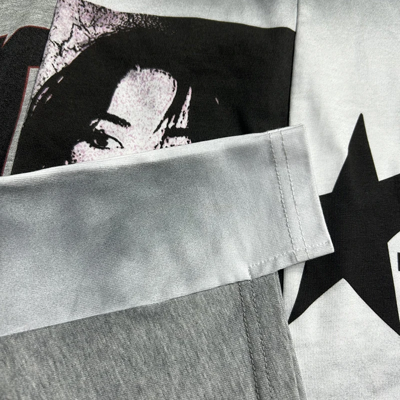 Splicing Dirty Cropped T-Shirt | Patchwork Vintage Boxy Tee for Men