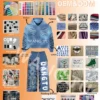 Acid Wash Tracksuit Set Distressed Embroidery Zip Up Hoodie