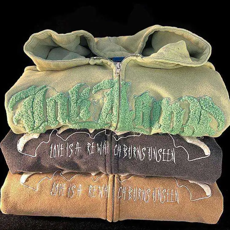 H2c17cedf171e45db81e40d2c8e468b74S.webp Embroidered Logo Zip Up Hoodie Chenille Embroidery Casual Wear
