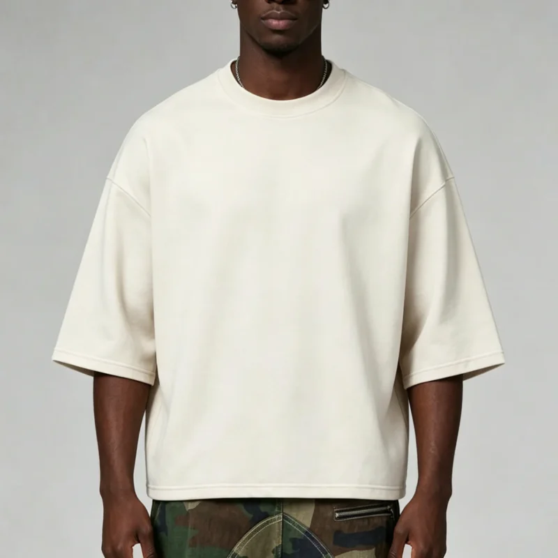 H2c2090bc4686486daf6f55366911b916H.webp Pima Cotton Back Print Tee | Rib Crewneck Drop Shoulder Streetwear