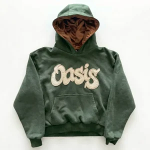 Boxy Hoodie with Satin Lining Applique Embroidery Sun Faded