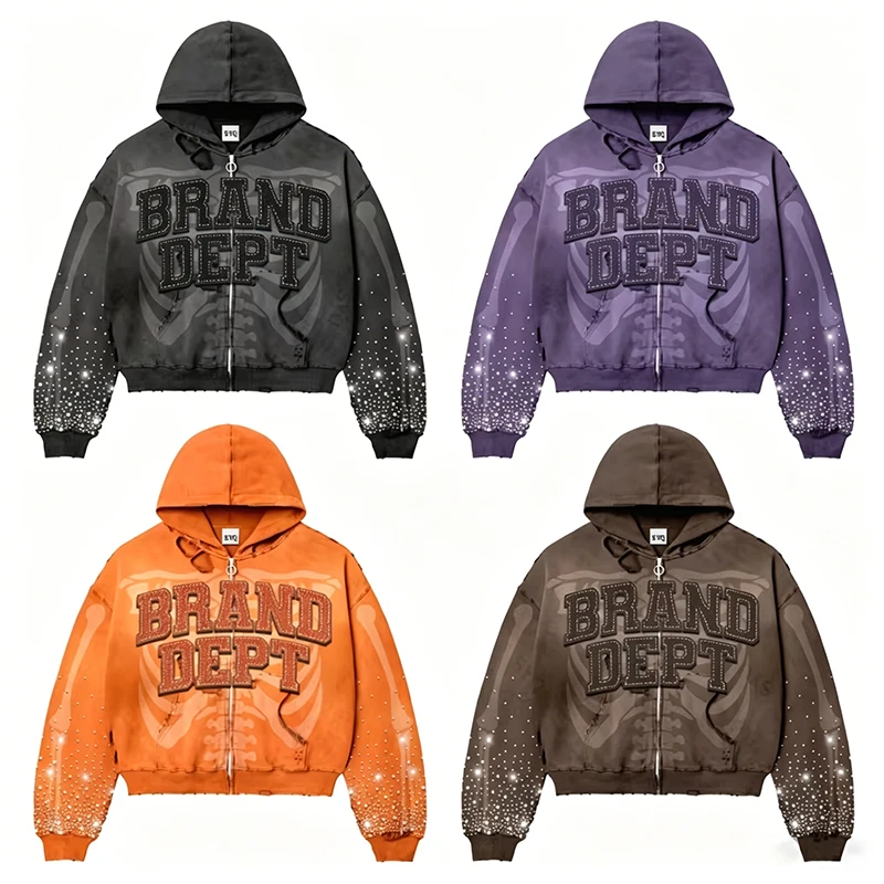 H474184eeb28140a3a072ddcd5741039ew.webp Leather Patch Distressed Hoodie with Rhinestones Sun Faded