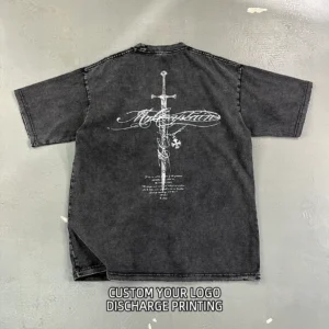 H5ef53dd9027b412caf6a87a728357267N.webp Discharge Printed Heavy Tshirt | Acid Wash Breathable Knitted Cotton