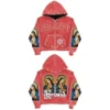 Rhinestone Zipper Hoodie with Color Block Cut and Embroidery
