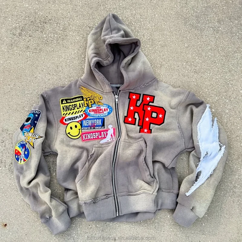 H73462c8c9b924d478e9f71db4b98396ei.webp Cropped Zip Up Hoodie Acid Wash Distressed Patch Embroidery