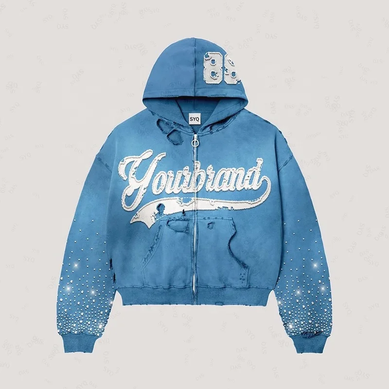 H769b9c8d625f4402ba55a5946fbfccc6h.webp Distressed Acid Wash Zip Up Hoodie Boxy Fit Embroidery