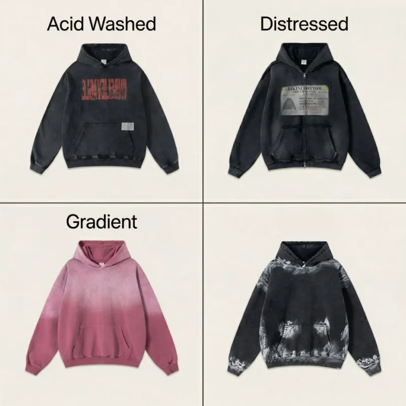 H7e6737775e3d487f8fb0cb6f14472675l.webp Acid Wash Vintage Applique Hoodie Heavyweight Bleached Moss