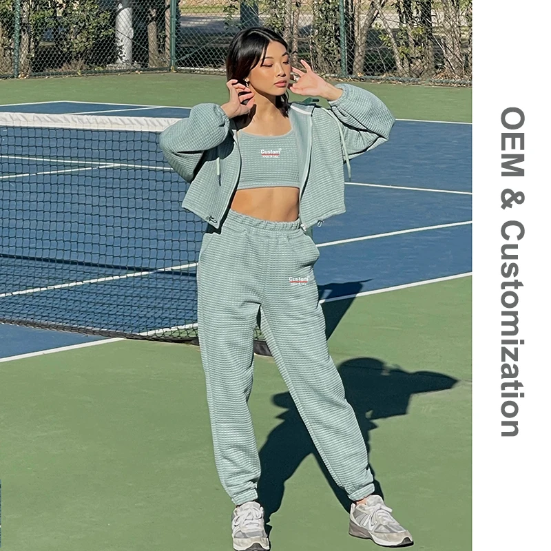 H8391dbd978fe4c1ca1fbb339d3a57c470.webp Cropped Zip Up Hoodie and Pants 3 Piece Set 3D Embroidery