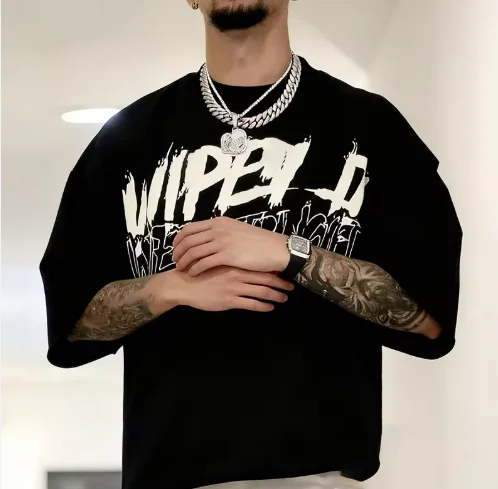 H851a773ecaba479cbf3d9a597df065003.webp Boxy Cropped French Terry Tee | O-Neck Screen Print Custom Logo