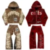 H85bbf716e0ba4e15b718c836264078162.webp Rhinestone Embroidered Flared Sweatpants and Zipper Hoodie Set
