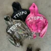 Y2K Pink Acid Wash Zip Up Hoodie with Embroidery Patch