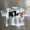Splicing Dirty Cropped T-Shirt | Patchwork Vintage Boxy Tee for Men