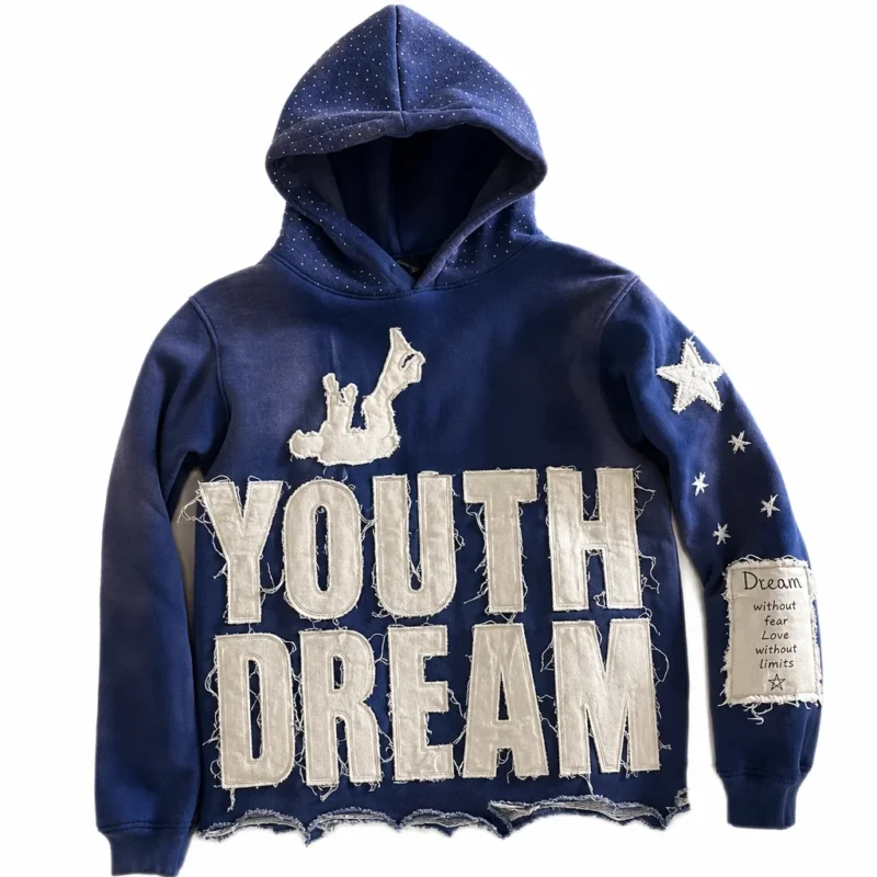H8bcc9b281d3f48e0a6355fb488dfa1cdp.webp Cropped Boxy Hoodie Rhinestone Distressed Embroidery Raw Hem