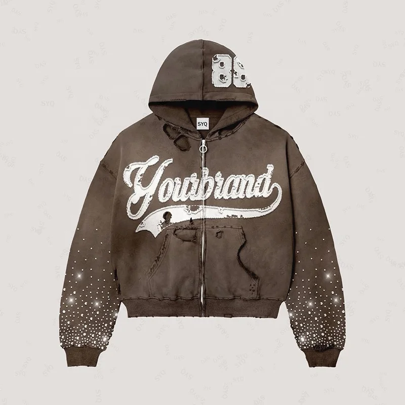 H8c15141d6ced4345a97b8456d2c2e091r.webp Distressed Acid Wash Zip Up Hoodie Boxy Fit Embroidery