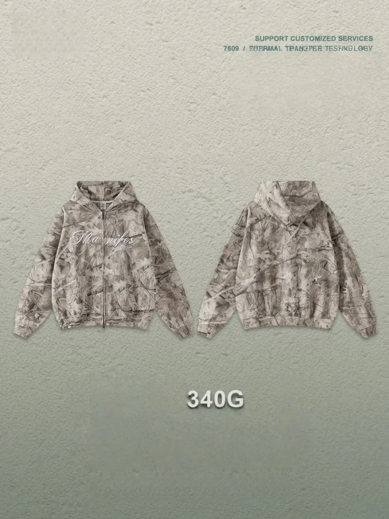 H9ba3a32acba042e3b9cff858a9ac01e53.webp Camo Print Zip Up Hoodie with Digital Branches Embroidery