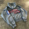 Cropped Zip Up Hoodie Acid Wash French Terry Oversized