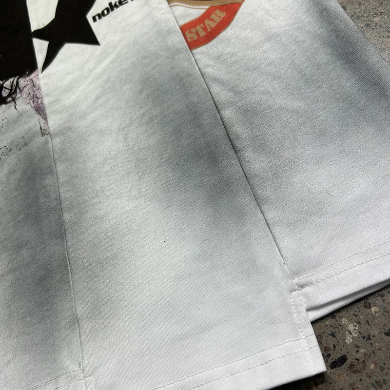 Splicing Dirty Cropped T-Shirt | Patchwork Vintage Boxy Tee for Men