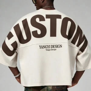 Ha67a1f6a61084fd1a14e4899aada9a64O.webp Pima Cotton Back Print Tee | Rib Crewneck Drop Shoulder Streetwear