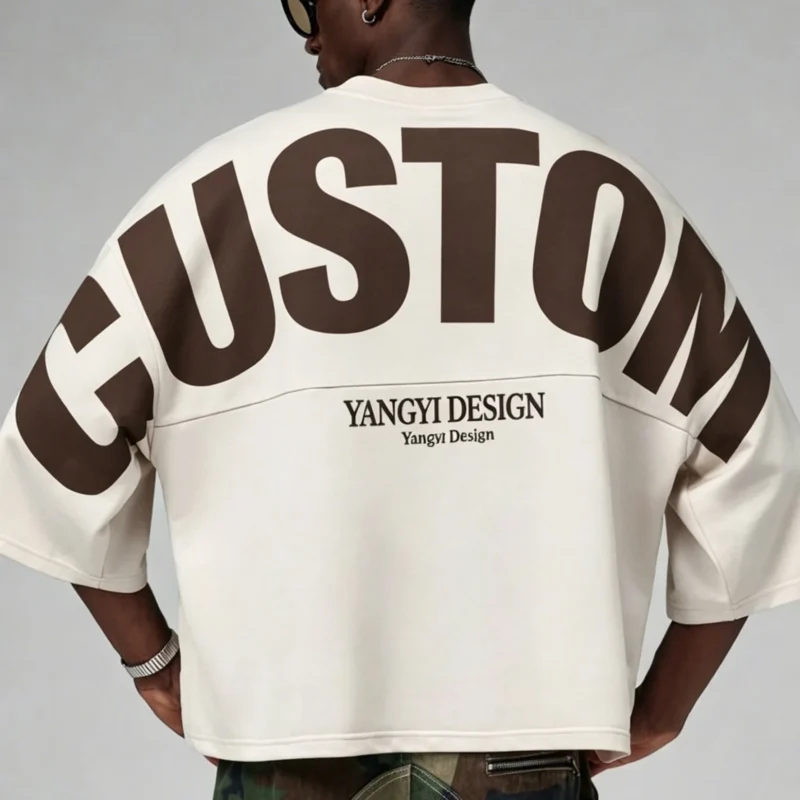 Ha67a1f6a61084fd1a14e4899aada9a64O.webp Pima Cotton Back Print Tee | Rib Crewneck Drop Shoulder Streetwear