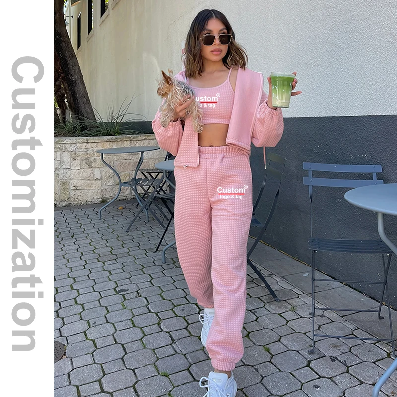 Haa61bbbe30884f529056929dd7f827426.webp Cropped Zip Up Hoodie and Pants 3 Piece Set 3D Embroidery