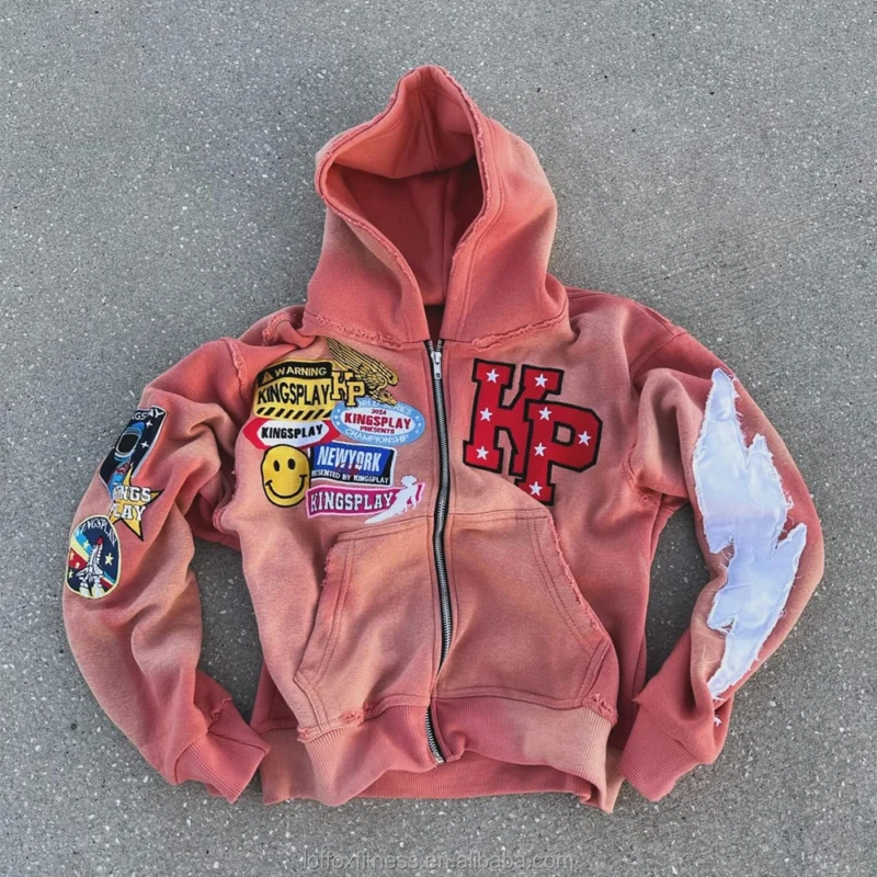 Hb361763c934c40188a162c1a20698dc6T.webp Cropped Zip Up Hoodie Acid Wash Distressed Patch Embroidery