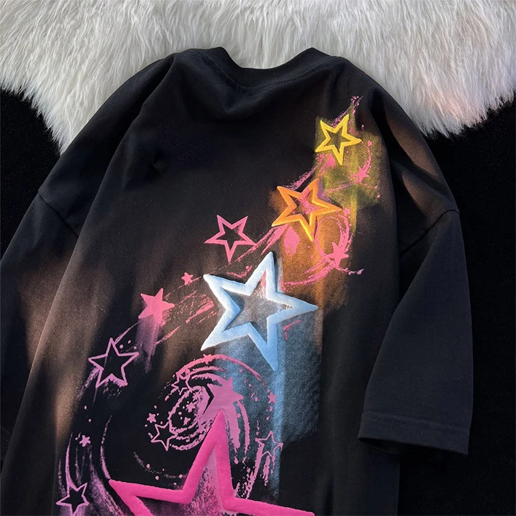 Hb4697d79f0e3429d92cbe4eaa3d2ec47O.webp Screen Printing Oversized Tee | Foam Puff Logo 100% Cotton Men