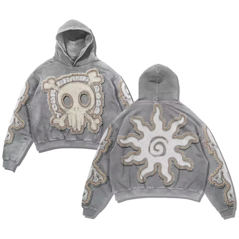 Hcff9418b38dd40d7b304729349b38a42K.webp Loose Fit Short Sweatshirt Hoodie Breathable Cotton Embroidery