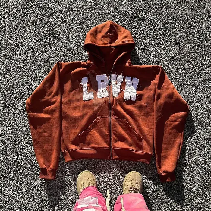 Hdc8d0a5d3aee41c980e8623f1ba0e081A.webp Oversized Acid Washed Zip Up Hoodie Distressed Letter Embroidery