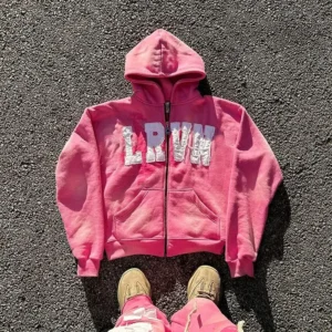 He21e6c463f8a4571b45133ce6f3109c3m.webp Oversized Acid Washed Zip Up Hoodie Distressed Letter Embroidery