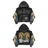 Rhinestone Zipper Hoodie with Color Block Cut and Embroidery