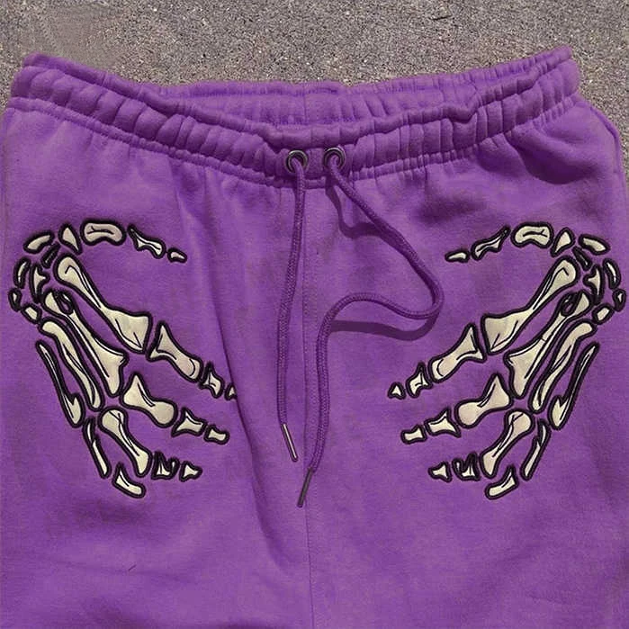 He7cfe6f9056b4add8e0499ad5850ca57U.webp Skull Pattern Embroidered Hoodie and Sweatpants Full Zip Set