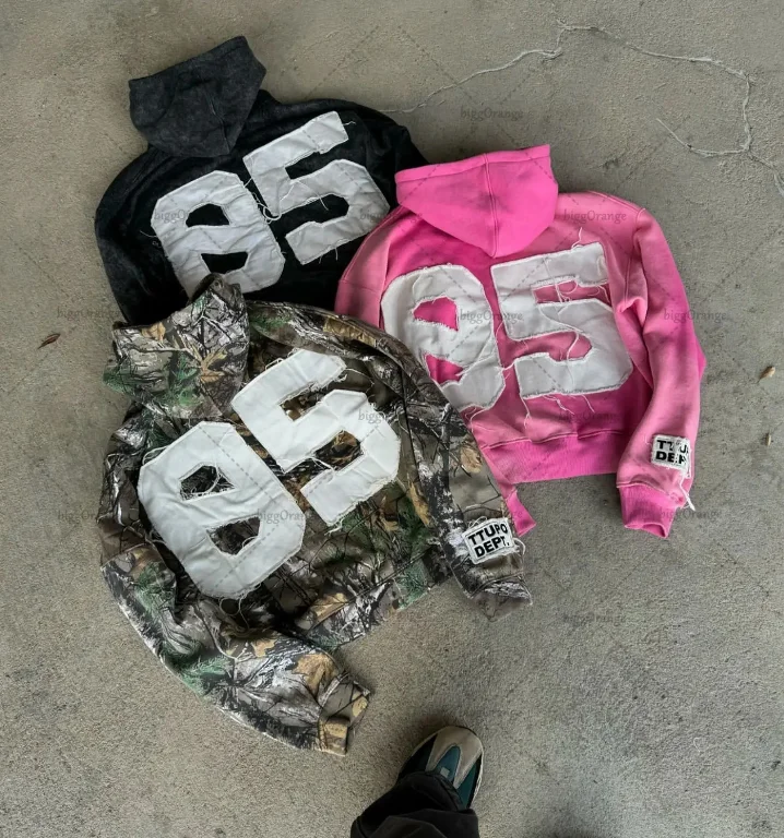 Y2K Pink Acid Wash Zip Up Hoodie with Embroidery Patch