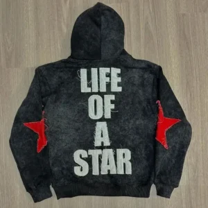 Distressed Embroidery Hoodie Breathable Blended Cotton