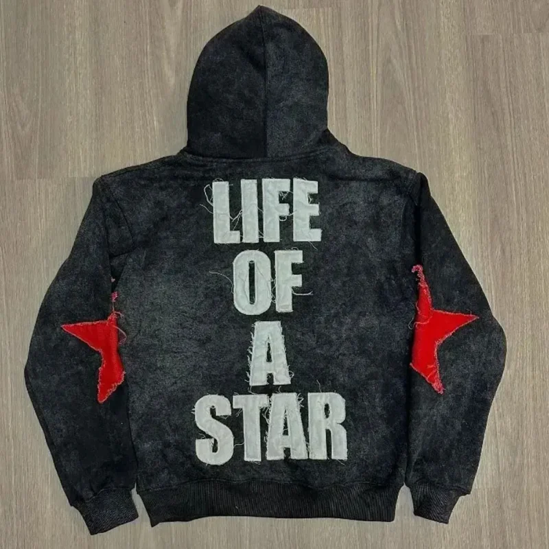 S2004c04a53c04024a2b424b53b71fa11j.webp Distressed Embroidery Hoodie Breathable Blended Cotton