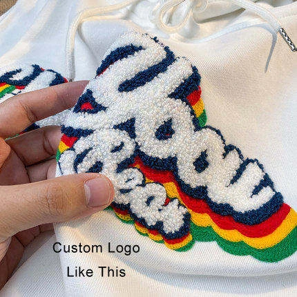 Embroidered Pullover Hoodie Heavyweight Oversized Knitted