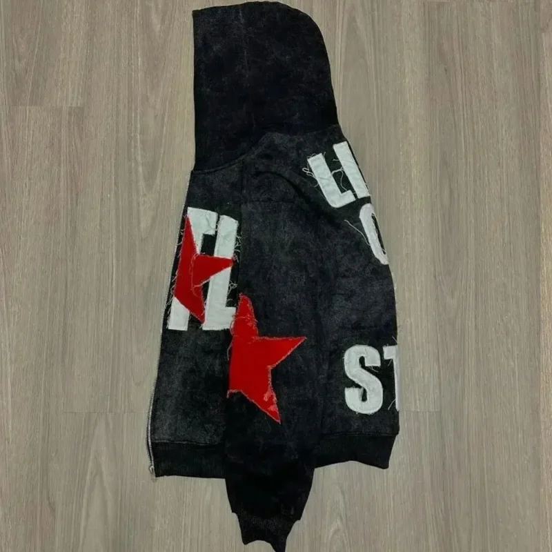 Scb71e1e6740c4d2998b9fe5eb600be75J.webp Distressed Embroidery Hoodie Breathable Blended Cotton