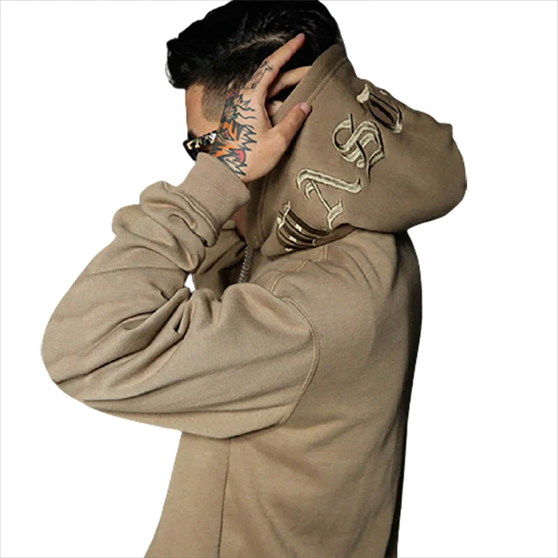 Embroidered Pullover Hoodie Heavyweight Oversized Knitted