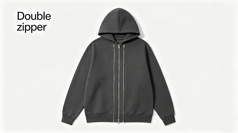 Double zipper hoodie
