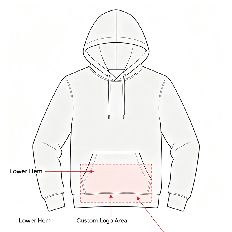 hoodie lower hem custom logo 1